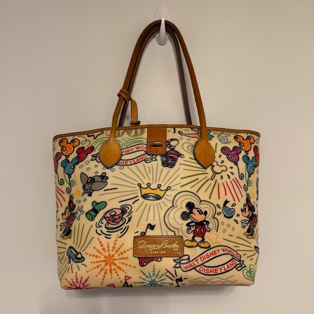 Dooney and Bourke Disney Sketch Tote Mickey Minnie Cream Shoulder Bag Purse
